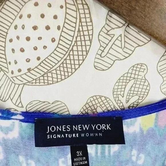 NWT Jones New York Wrap Aztec Long sleeve Midi Shift Dress 3X Unlined - Picture 7 of 9
